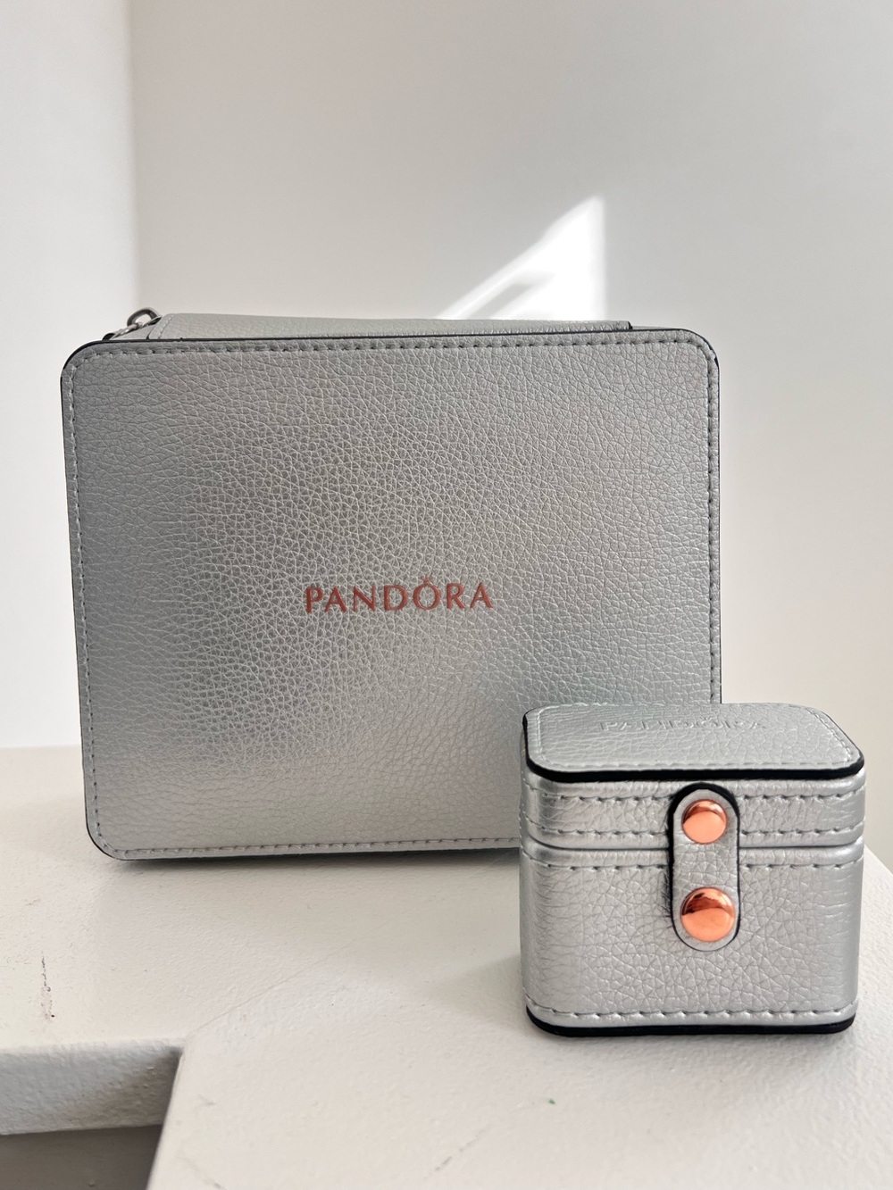 Pandora Gray Zipped Elegance Jewelry Gift Box ONLY Empty 6" x 5"